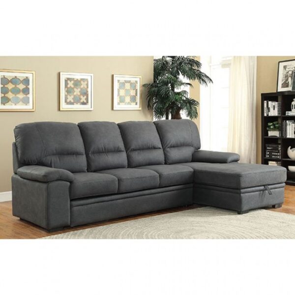 Alcester Contemporary Graphite Sectional Sofa Bed with Storage | CM6908BK-SET