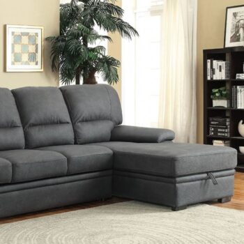 Alcester Contemporary Graphite Sectional Sofa Bed with Storage | CM6908BK-SET