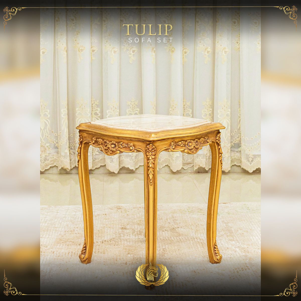 Handmade Gold Tulip End Table | Mobilia Cleopatra 3 Tulip end table