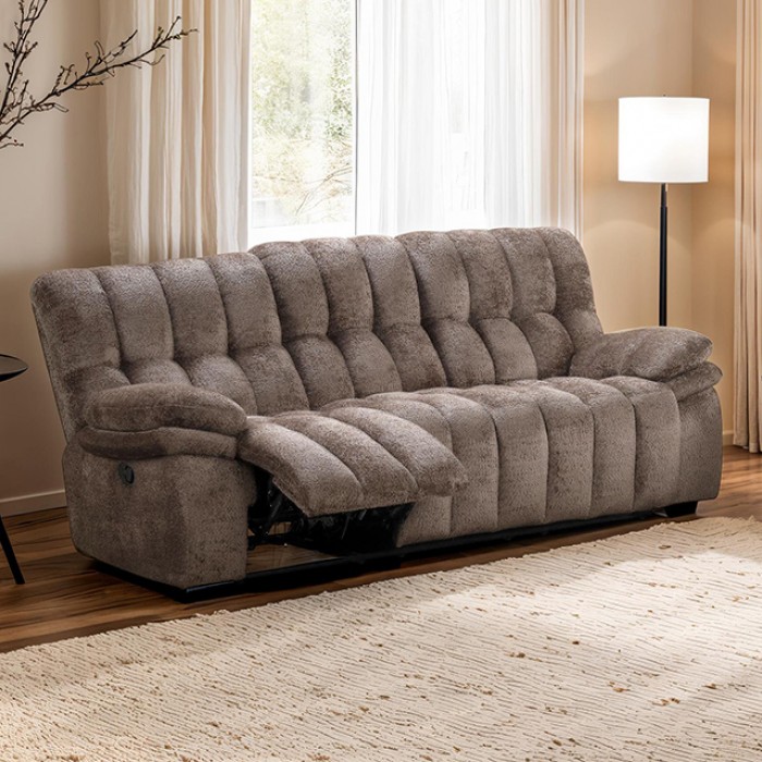 Hieronymus Dark Brown Manual Reclining Sofa With Pillow Top Arms Fm64001Db-Sf-M By Furniture Of America | Mobilia Cleopatra 3 Hieronymus Dark Brown Manual Reclining Sofa with Pillow Top Arms | FM64001DB-SF-M
