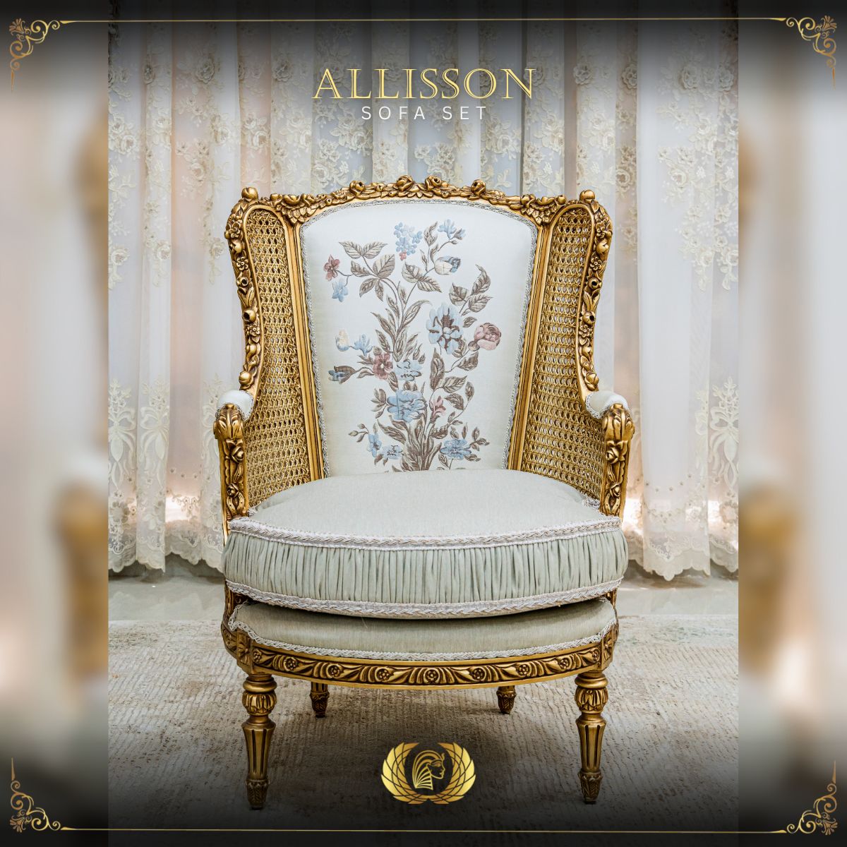 Handmade Gold Allison Chair | Mobilia Cleopatra 3 Allison Chair