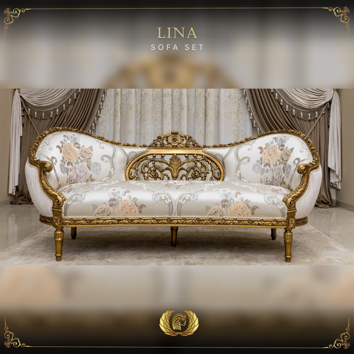 Handmade Gold Beige Chantelle Lina Loveseat | Mobilia Cleopatra 3 Lina loveseat