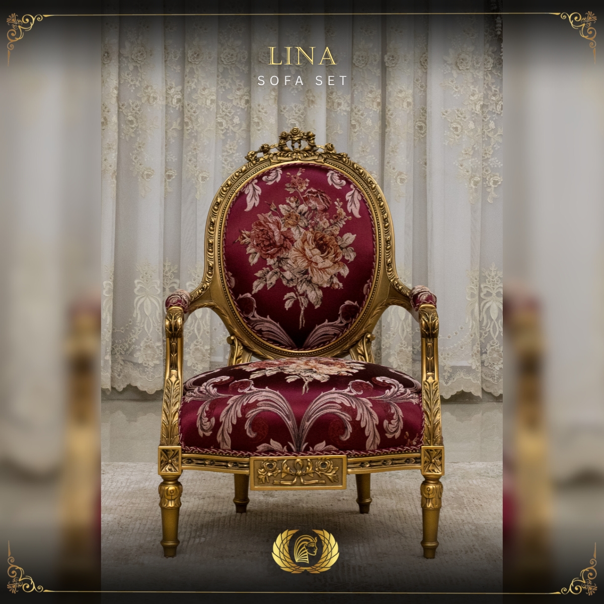 Handmade Gold Red Chantelle Lina | Mobilia Cleopatra 3 Lina chair