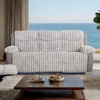 Dionysus Gray Manual Reclining Sofa – Transitional Style with Smart Comfort