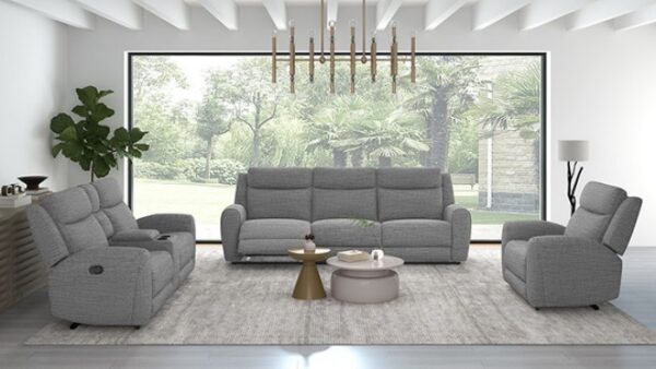 Antonius Gray Manual Recliner Sofa – Contemporary Comfort with Style