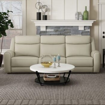 Jacobus Beige Manual Recliner Sofa – Luxurious Transitional Comfort