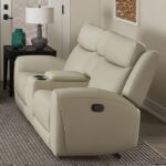 Jacobus Beige Manual Recliner Loveseat – Compact Luxury and Function