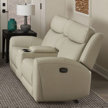 Jacobus Beige Manual Recliner Loveseat – Compact Luxury and Function