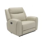 Jacobus Beige Leather Manual Recliner Chair – Refined Comfort in a Compact Design