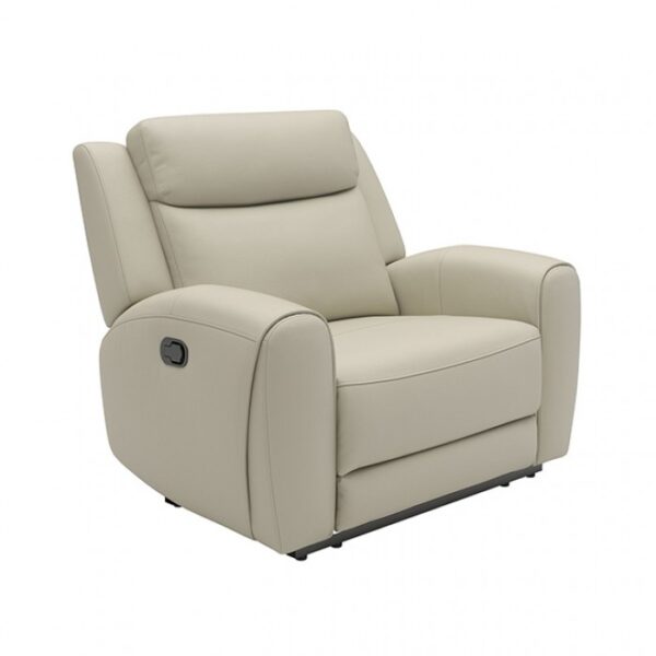 Jacobus Beige Leather Manual Recliner Chair – Refined Comfort in a Compact Design