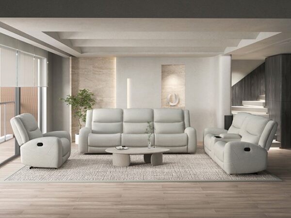 Giraldus Beige Manual Recliner Sofa – Comfort Meets Transitional Elegance