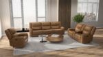 Leolinus Brown Manual Recliner Sofa – Classic Comfort in Top Grain Leather