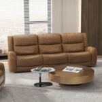 Leolinus Brown Manual Recliner Sofa – Classic Comfort in Top Grain Leather