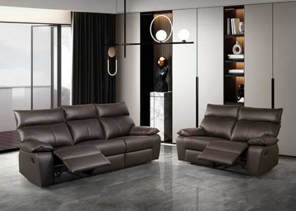 Onoria Brown Manual Recline Sofa – Plush Comfort Meets Contemporary Design