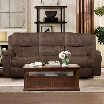 Henricus Dark Brown Sofa – Reclining Comfort with Transitional Style