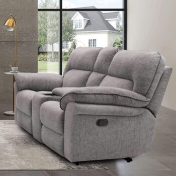 Josias Loveseat – Transitional Light Gray Reclining Comfort