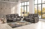 Josias Sofa – Transitional Dark Gray Reclining Comfort