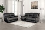 Glarus Sofa Manual Recliner – Transitional Black Leather Match