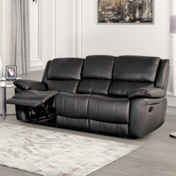 Glarus Sofa Manual Recliner – Transitional Black Leather Match