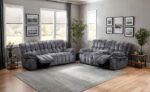 Hieronymus Manual Loveseat – Transitional Dark Gray Comfort