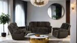 Dionysus Manual Reclining Loveseat – Transitional Brown Comfort with Modern Features