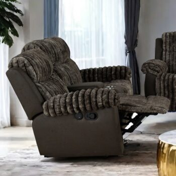 Dionysus Manual Reclining Loveseat – Transitional Brown Comfort with Modern Features