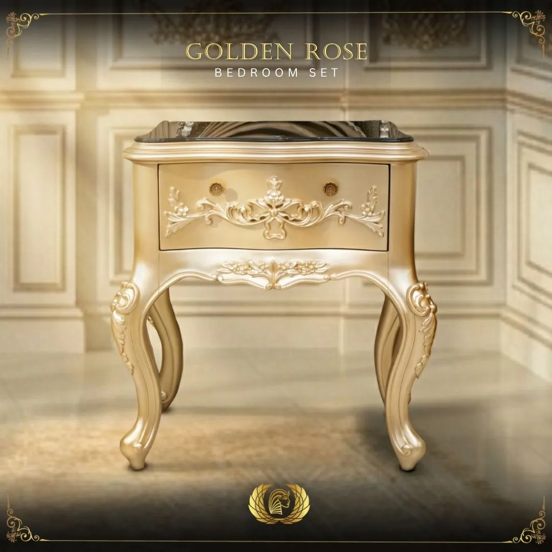 Handmade Golden Rose Sand Nightstand | Mobilia Cleopatra 3 golden-rose-bedroom-set-8