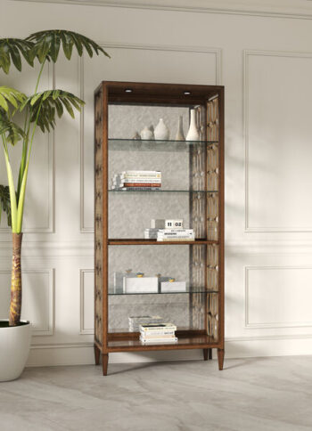 Eave Bookcase with Hazelnut & Burnished Gold Accents