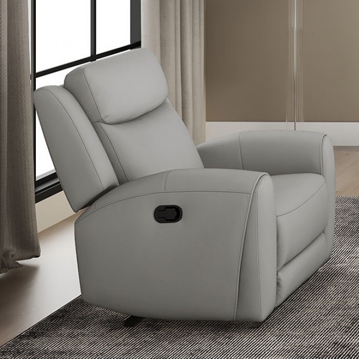 Jacobus Manual Recliner Cm9986Lg-Ch-M Transitional Light Gray By Furniture Of America | Mobilia Cleopatra 3 Jacobus Manual Recliner – Light Gray Leather | Mobilia Cleopatra