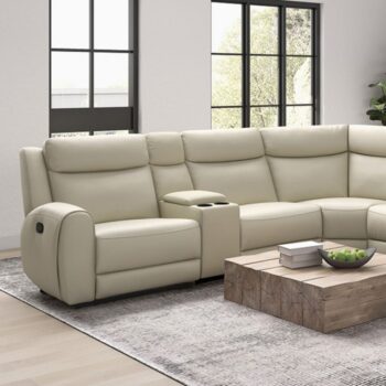 Jacobus Motion Sectional – Transitional Beige Leather Luxury