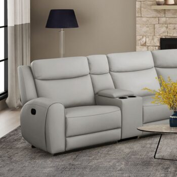 Jacobus Motion Sectional – Transitional Light Gray Leather Elegance
