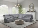 Jacobus Motion Sectional – Transitional Light Gray Leather Elegance