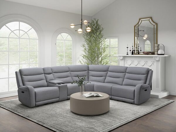 Jacobus Motion Sectional – Transitional Light Gray Leather Elegance
