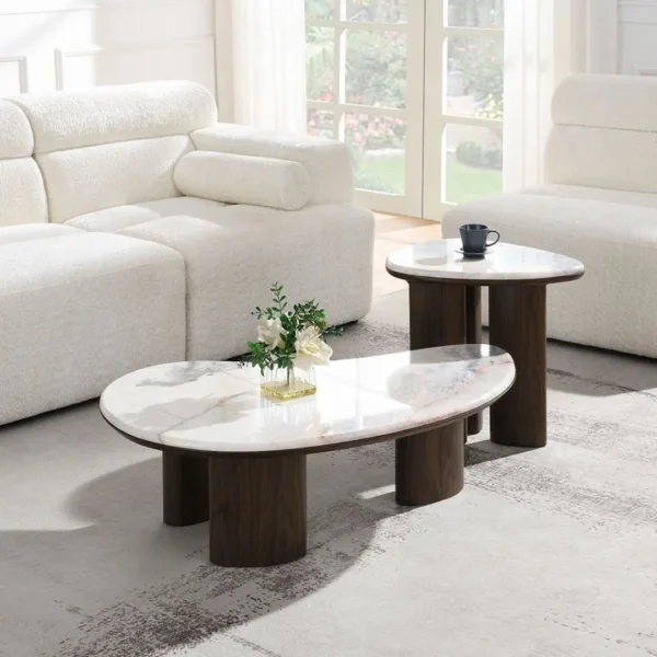 Hanale End Table with Natural Marble By ACME - Image 2