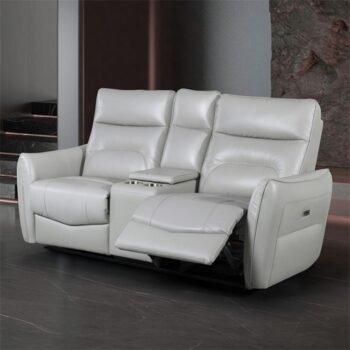 Terentius Power Loveseat – Contemporary Comfort in Taupe Leather Match