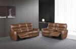 Terentius Power Sofa – Contemporary Reclining Comfort in Caramel Brown