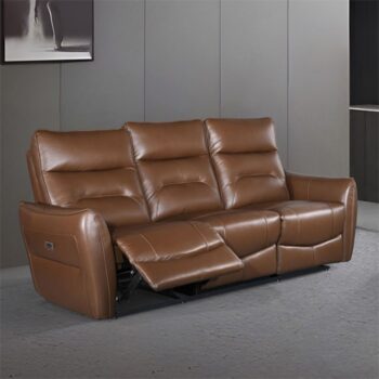 Terentius Power Sofa – Contemporary Reclining Comfort in Caramel Brown
