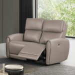 Schlieren Light Brown Power Loveseat – Compact Luxury for Two