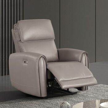 Schlieren Light Brown Power Recliner – Compact Power and Style