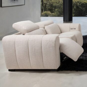 Thaddea White Power Loveseat – Luxe Comfort with Smart Functionality