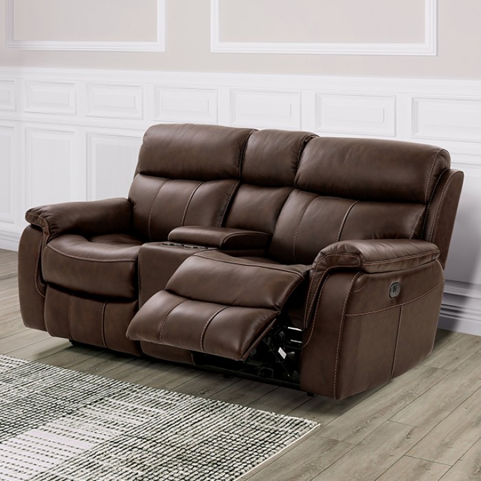 Antenor Brown Power Loveseat Cm9926Mb-Lv-Pm-Pk By Furniture Of America | Mobilia Cleopatra 3 Antenor Brown Power Loveseat – Premium Comfort with Smart Storage