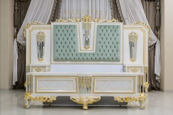 Handmade Cream Mint Green Pure Essence King Bed |