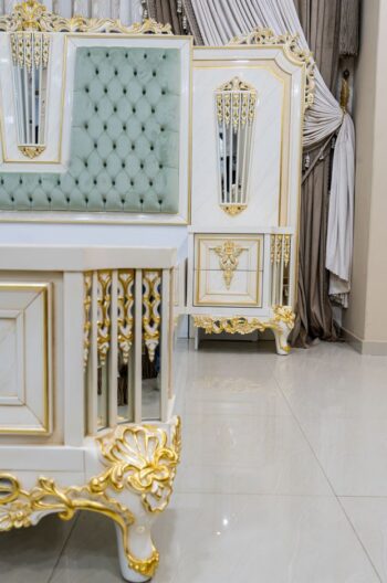 Handmade Cream Mint Green Pure Essence Nightstand With Mirror |