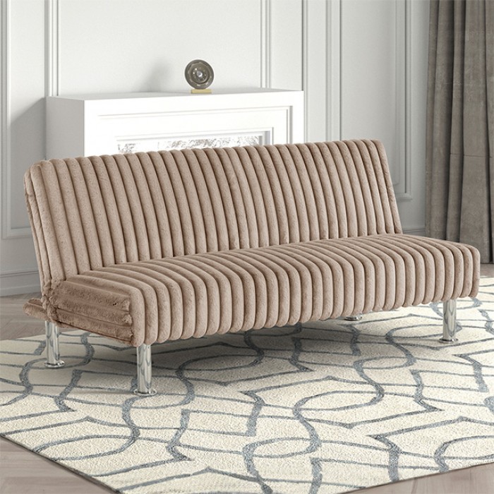 Hinwil Taupe Futon Sofa Bed Fm2903Tp Style Meets Functionality By Furniture Of America | Mobilia Cleopatra 3 Hinwil Futon Sofa Bed | FM2903TP
