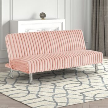 Hinwil Pink Futon Sofa Bed – Stylish Versatility for Modern Living