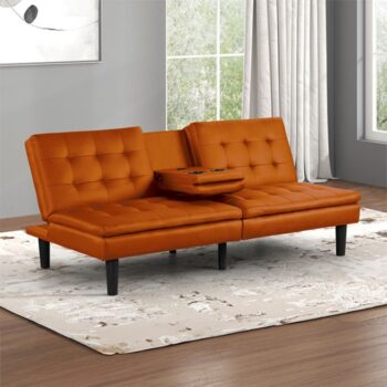 Eidsberg Orange Futon Sofa Bed – Bold Style Meets Everyday Function