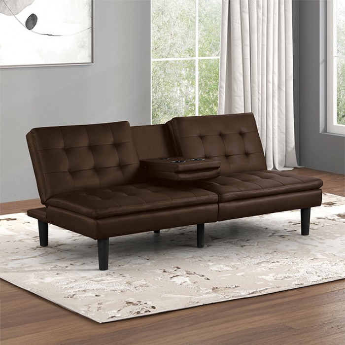 Eidsberg Brown Futon Sofa Bed Fm2908Br Comfort, Style & Practical Living By Furniture Of America | Mobilia Cleopatra 3 Eidsberg Brown Futon Sofa Bed – Comfort, Style & Practical Living