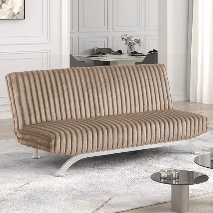 Villeneuve Taupe Futon Sofa Bed Fm2906Tp Contemporary By Furniture Of America | Mobilia Cleopatra 3 Villeneuve Taupe Futon Sofa Bed – Modern Space-Saving Comfort