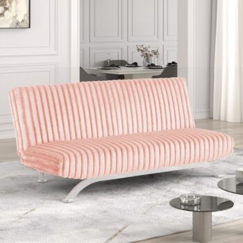 Villeneuve Pink Futon Sofa Bed – Stylish, Space-Saving Comfort
