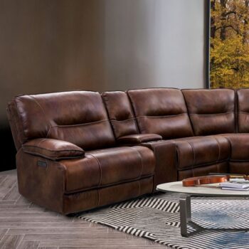 Louella Brown Power Sectional – Leather Reclining Sofa